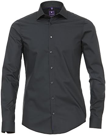 REDMOND 4 limited Men business shirt 410130 Easy Care 100% cotton - slim fit dark grey 13/13,5