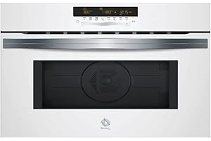Balay Horno Compacto, Multifunción con microondas, Encastrable, 45 cm, 44 l, 5 F, Aqualisis, Ap. Abatible, Control Deslizante, 15 recetas, sin plato giratorio, 2022, Cristal Blanco