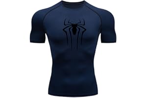MIDUNU T-Shirt à Manches Courtes Spider pour Hommes Respirant à séchage Rapide Sports Top Musculation Survêtement Compression Chemise Fitness Hommes