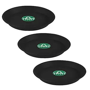 TrustBasket UV Treated Round Bottom Tray(Plate/Saucer) Suitable for 6 inch Round Plastic Pot - Black Color-Set of 3