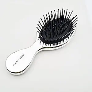 Majestique Mini Pocket Detangling Hair Brush, Soft Ball Tipped Nylon Pin Handheld Massage Paddle Hair Comb for Adults & Kids All Hair Types Mini Travel Detanglers (Color May Very)