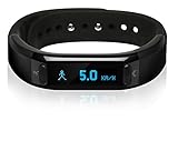 a-rival Qairós Fitnessarmband mit Smartphone Benachrichtigungen, Bluetooth 4.0 BLE, OLED Display, App für IOS und Android, IPX-7 Norm, 3D Beschleunigungssensor