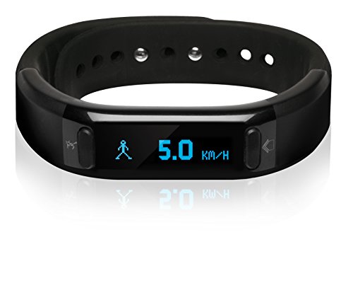 Preisvergleich Produktbild a-rival Qairós Fitnessarmband mit Smartphone Benachrichtigungen, Bluetooth 4.0 BLE, OLED Display, App für IOS und Android, IPX-7 Norm, 3D Beschleunigungssensor