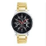 Vamoro Luxury Stainless Steel Watchband Replacement Strap for Samsung Galaxy Watch 46mm Silber Metallarmband Armband Edelstahl Uhrenarmband Ersatz(Gold)
