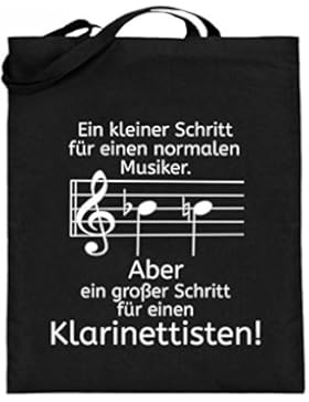 Hochwertiger Jutebeutel (mit langen Henkeln) - Klarinetten Shirt perfekt als Geschenk für jeden Klarinettisten
