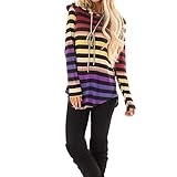 ITISME Damen Strickjacke Frauen Stripe Langarm-Kapuzenshirt Kapuzenpullover Tops Bluse