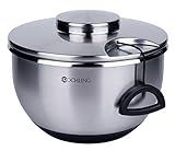 Kochling Salatschleuder Edelstahl mit Seilzug inkl. Sieb und Salatschüssel, silber