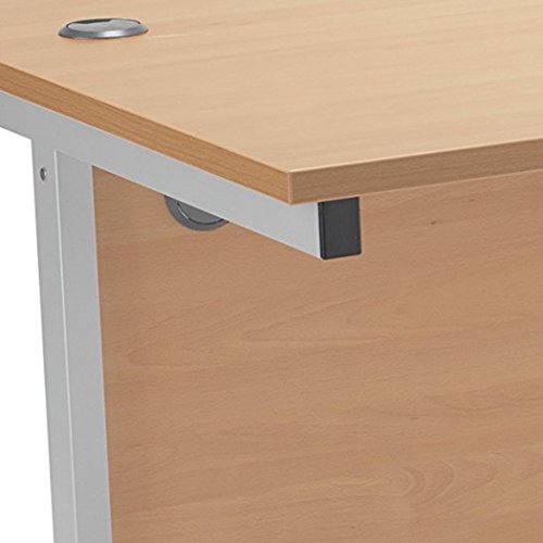 Office Hippo Heavy Duty Rectangular Cantilever Desk, 180 cm - Silver Frame/Beech Top
