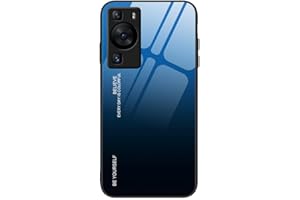 SEAHAI Etui do Huawei P60 Pro, ultracienkie gradientowe szkło hartowane twardy tył i miękki silikonowy zderzak TPU hybrydowa odporna na wstrząsy osłona, elegancki niebieski