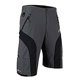 Santic Pantaloncini Larghi da Uomo per Bici/MTB con Rivestimento Imbottito Staccabile in Gel 3D Coolmax