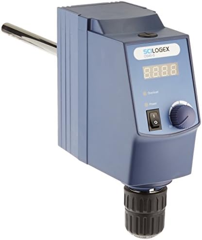 DRAGONLAB 84020201 S Model Scilogex Digital Overhead Stirrer, LED Display, 60 N-cm Maximum Torque, 50000 mPas Max Viscosity, 40 L Stirring Capacity, 3.3" W x 8.7" H x 7.3" D