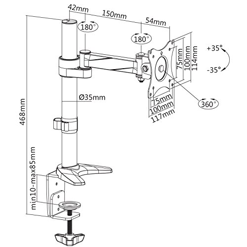 SAVONGA TV / Monitor Halterung Tischständer #201L für 13″ bis 30″ Zoll flache Bildschirm VESA 75×75, 100×100 - 4