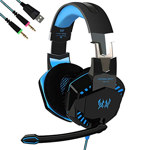Auriculares Gaming PC Abwei Cascos Gaming Auriculares con Microfono Gaming Headset LED Estéreo Cascos Gamer para PC Xbox One PS4 Mac iPad iPod