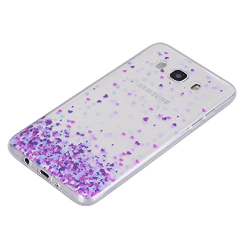 Felfy Hülle für Samsung Galaxy J5 (2016),Samsung J5 Silikon Tasche Hülle Ultra Dünne Slim Weicher Gel Flexible TPU Case Transparent Schutzhülle Silikon Crystal Case Durchsichtig Muster Silikon Kratzfeste Handyhülle Bumper Schale Case Tasche Etui für Huawei Samsung Galaxy J5 (2016) (Lila Liebe Schale) + 1 xSchwarz Schwarz Touch Stylus - 5
