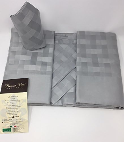 For 12 Rectangular Tablecloth with Napkins Piazza Italy Art. In Flanders Twist Edge Applied cm.180 x 280 grey