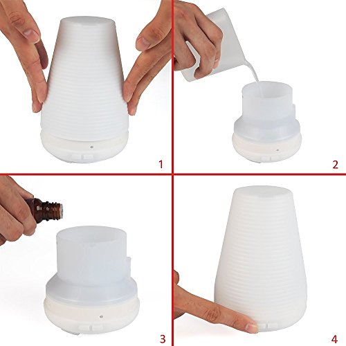LAGUTE Passion 7 Lights Chaning Aroma Diffuser Luftbefeuchter mit Farbwechsel LED Lights-Conditioner automatische Abschaltung, tragbar, Yoga für Zuhause, Büro, Spa, Babyzimmer, Schlafzimmer, Etc. - 6