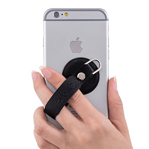 kalibri Supporto per Smartphone/Tablet in nero - confortevole vera pelle cellulare supporto - compatibile ad es. con iPhone 7 Plus, Samsung Galaxy S7 etc.