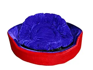 Jerry's Super Soft Dual (Red-Blue) Colour Dog/cat Velvet Bed - Medium (Buy from Jerry's ONLY)