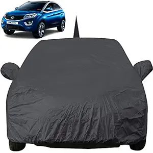 Autofact Car Body Cover for Tata Nexon with Mirror and Antenna Pocket (Light Weight, Triple Stitched, Heavy Buckle, Bottom Fully Elastic, Grey )