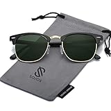  SOJOS Gafas de sol polarizadas sin montura Semi lente transparente SJ5018 Marco Negro/Lente Verde