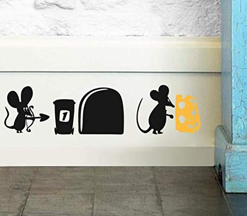 Enlegend 213B Mouse Hole Wall Art Sticker Washing Vinyl Decal Mice Home Skirting Board Funny by Black Country Vinyls (A-1)
