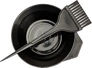 Haute Fashion Professional Hair Color Tools: Hair Coloring Dye Brush with Hair Color Mixing Bowl Set for Both Men and Women (Black) - Set of 2 Pieces,Plastic