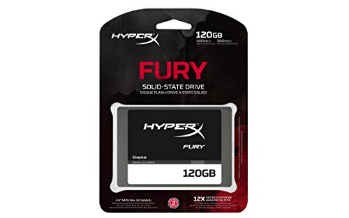 HyperX Fury - Disco Duro Interno Gaming SSD de 120 GB SATA 3, Negro