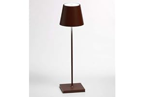 Zafferano Poldina lampa stołowa LED, możliwość ściemniania, aluminiowa obudowa, wysokość 38 cm, stopień ochrony IP54, nadaje się do użytku na zewnątrz/wewnątrz, słowa z wtyczką UE, 2,2 W, Corten