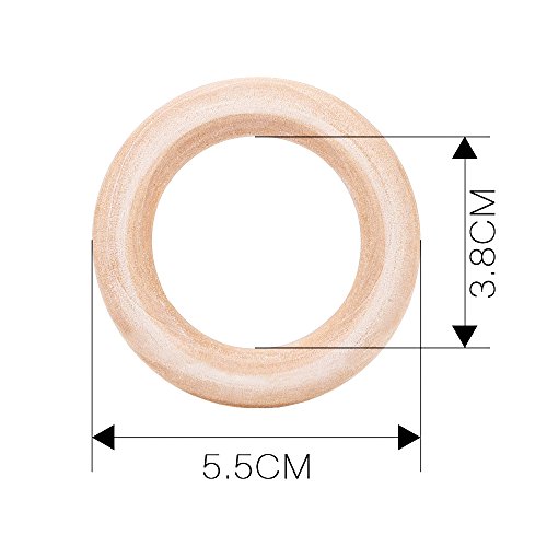 eBoot Holzring, Holzringe Schmuck, Holzringe 20 Satz 55mm für Kunsthandwerk, Ring Anhänger und Anschlüsse Schmuckherstellung - 3