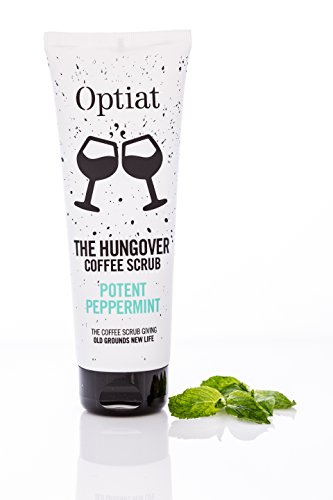 Optiat "The Hungover" Potent Peppermint Exfoliating Coffee Scrub (220g) - Natural, Sustainable, Vegan, Cruelty-Free - Skincare Treatment - Acne, Eczema, Cellulite, Stretch Marks, Ingrown Hairs - Suitable for Body & Face - Made from Used Arabica Coffee Grounds