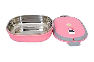 Casabella Homio Dinner Tiffin Box for School Office, Inner Stainless Steel Lunch Box 900ML (Pink)