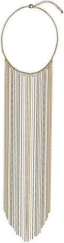 Adorning Ava Gold and Silver Statement Long Tassel Bib Necklace
