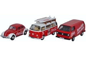 OXFORD DIECAST VW SET 3, Maggiolino, T2 Bus, T3 Furgone, Coca-Cola, 0, Modellino Auto, modello finito, Oxford 1:76