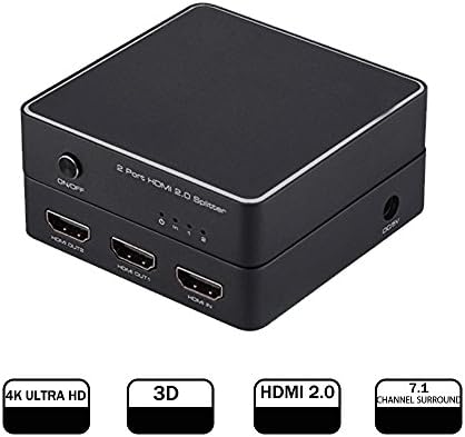HDMI 2.0 Splitter,HEJSANG 1x2 HDMI Splitter Amplifier Distributor 1 In 2 Out Spport 4k x 2K (60Hz) &amp; 3D 1080P for Roku 4/ Amazon Fire TV/ 4K TV/ PS3/ 4/ Blu-Ray player/ DVD/ DVR/ Xbox and Other HD-Player Devices