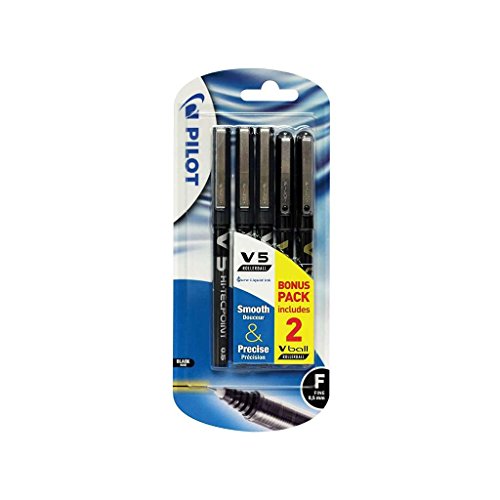 Hi Tec V5 Rollerball Pen Extra Fine Pack of 3 Black - Color: Black