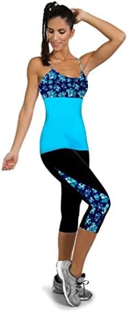 Pants, Manadian High Waist Fitness Yoga Sport Side Printed Stretch Cropped Legging Pants (blue, L)