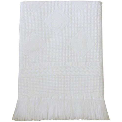 BabyPrem Baby Large Soft White Acrylic Hearts Shawl Blanket 122 x 122cm WHITE