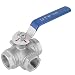 Produktbild Full Port 3-Wege Kugelhahn 304 Edelstahl 1" NPT Innengewinde Ventil mit Vinylgriff für Wasser Öl Gas