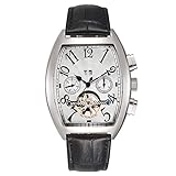 YZPNSSB Herrenuhr Tourbillon Multifunktions Mode Persönlichkeit Freizeit Weinfass Openwork Wasserdichte Quarzuhr (Farbe : Weiß)