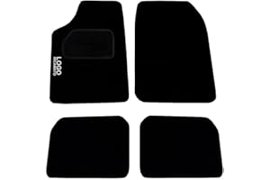 Rebeca Shop® Tapis de voiture compatibles pour Kangoo en moquette noire | Tapis adaptables | Logo brodé talonnette renforcé