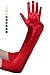 Produktbild BABEYOND Damen Handschuhe Satin Classic Opera Fest Party Audrey Hepburn Handschuhe 1920er Stil Handschuhe Elastisch Erwachsene Größe Ellenbogen bis Handgelenk Länge 52/55cm (Lang Glatt 52cm / Rot)