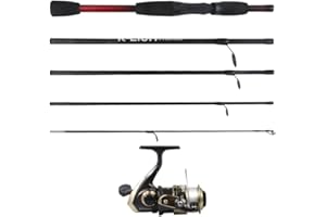 RIGGED & READY TRAVEL FISHING Combo de caña y carrete de pesca de viaje con caña y carrete