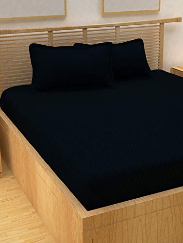 Story@Home Nirvana Gold Premium Collection Jacquard Pattern Cotton Double Bedsheet with 2 Pillow Covers - King Size, Blue