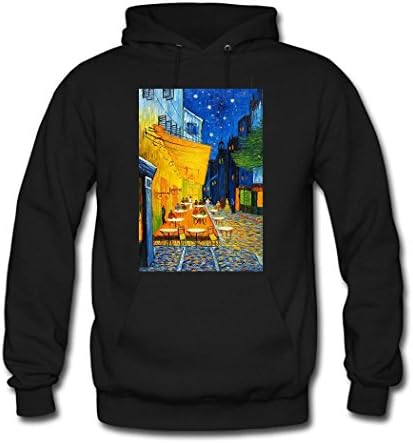 weileDIY Cafe Terrace at Night by Vincent Van Gogh DIY Custom Women's Printed Hoodie Sweatshirt