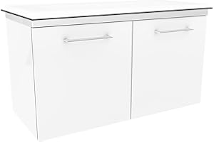 FACKELMANN Waschtischunterschrank Lima/Badschrank mit Soft-Close-System/Maße (B x H x T): ca. 80 x 42 x 35 cm/hochwertiger Badezimmerschrank/Korpus: Weiß/Front: Weiß Hochglanz