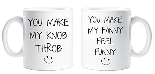60 Second MakeoverLimited You Make My Knob Throb You Make My Fanny Feel Funny Mug Set Valentines Gift Present Anniversary Husband Wife Boyfriend G