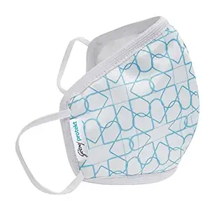 Godrej Protekt P-W95 Reusable Face Mask, 6-Layer Germ Shield Technology | Size: LARGE, Design: White Aqua, For Men & Women