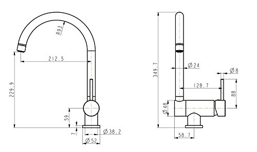 Edelstahl optik Niederdruck Fensterarmatur zur Vorfenstermontage Unterfenstermontage Fenster Küche Armatur Küchenarmatur Einhebelmischer Wasserhahn küchenarmaturen armaturen - 3