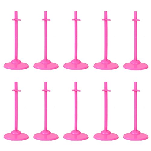 10 Stück Neu Puppenständer Puppenhalter Puppe Ständer Puppen Halter für Barbie Rosa - 3