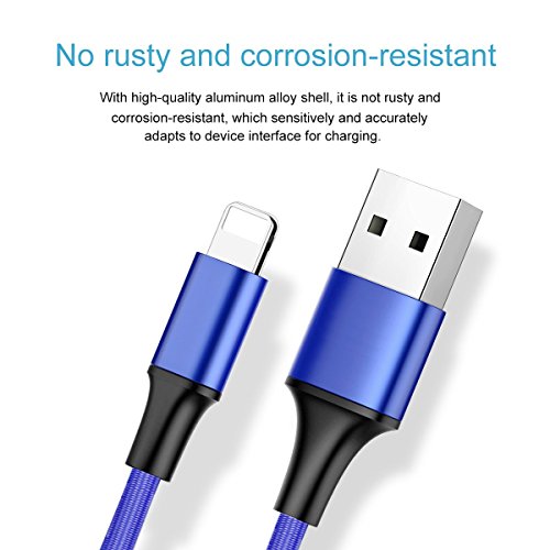 3-in-1 USB Typ-C Ladekabel-Lebenslange Garantie-TUOYA Multi 3-in-1 Lightning & Micro USB Nylon Geflochtenes 2A Ladekabel mit 8 Pin Ligtning / Typ C / Micro USB Stecker für iPhone iPad, Type C und Android Smartphones (2xBlau) - 3